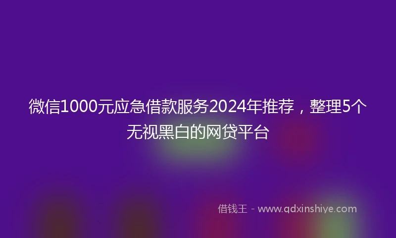 微信1000元应急借款服务2024年推荐，整理5个无视黑白的网贷平台