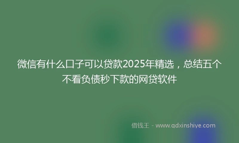 微信有什么口子可以贷款2025年精选，总结五个不看负债秒下款的网贷软件