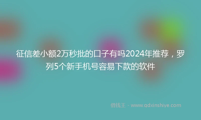 征信差小额2万秒批的口子有吗2024年推荐，罗列5个新手机号容易下款的软件