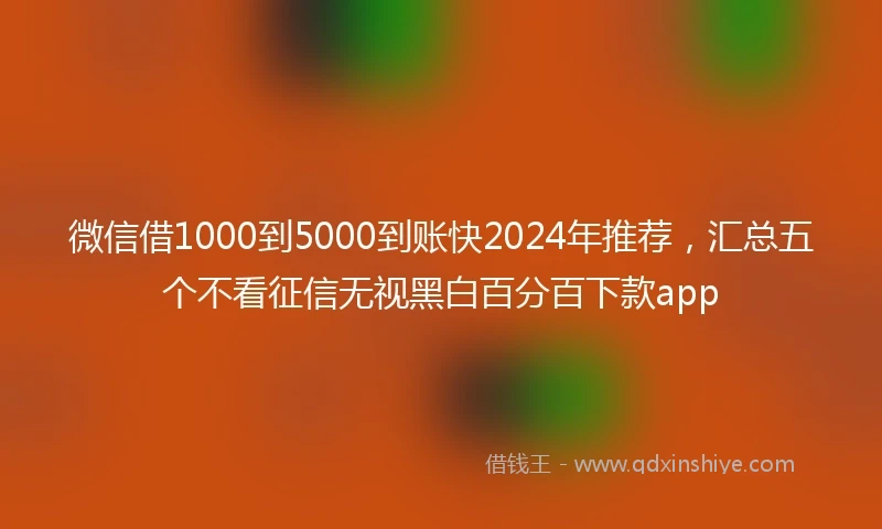 微信借1000到5000到账快2024年推荐，汇总五个不看征信无视黑白百分百下款app