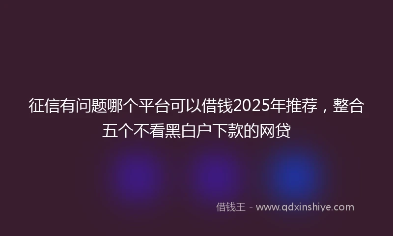 征信有问题哪个平台可以借钱2025年推荐，整合五个不看黑白户下款的网贷