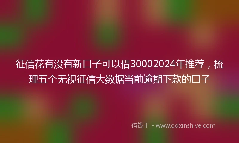 征信花有没有新口子可以借30002024年推荐，梳理五个无视征信大数据当前逾期下款的口子