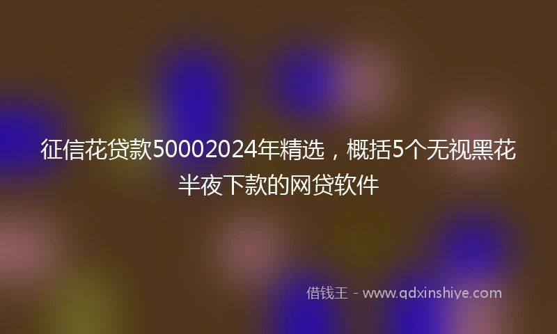 征信花贷款50002024年精选，概括5个无视黑花半夜下款的网贷软件