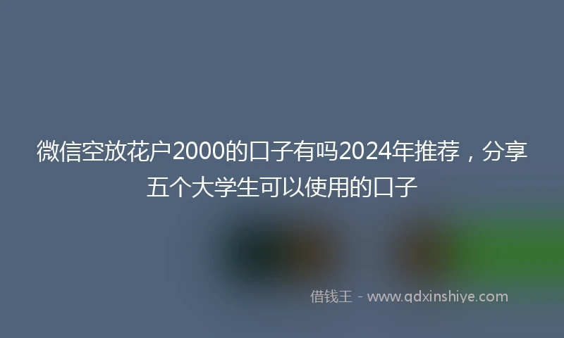 微信空放花户2000的口子有吗2024年推荐，分享五个大学生可以使用的口子