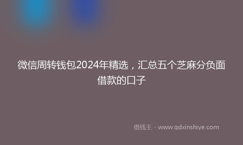 微信周转钱包2024年精选，汇总五个芝麻分负面借款的口子