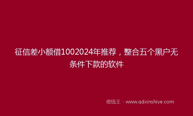 征信差小额借1002024年推荐，整合五个黑户无条件下款的软件