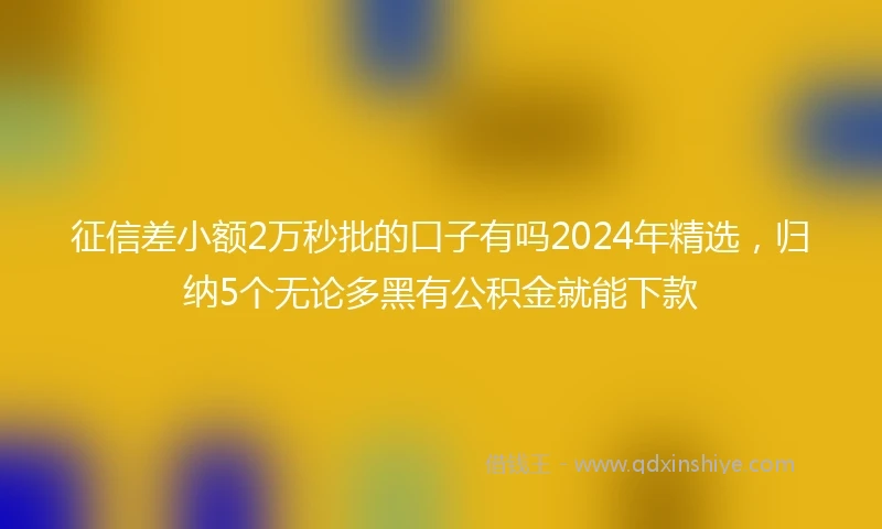 征信差小额2万秒批的口子有吗2024年精选，归纳5个无论多黑有公积金就能下款