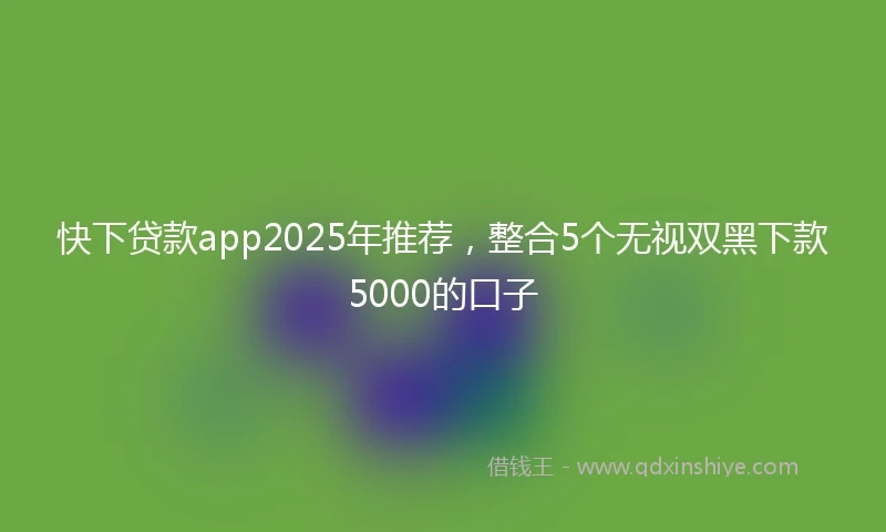 快下贷款app2025年推荐，整合5个无视双黑下款5000的口子