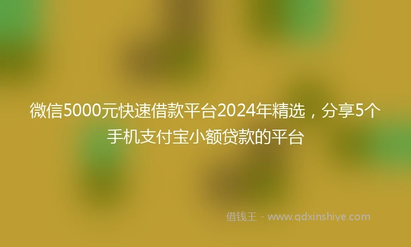微信5000元快速借款平台2024年精选，分享5个手机支付宝小额贷款的平台