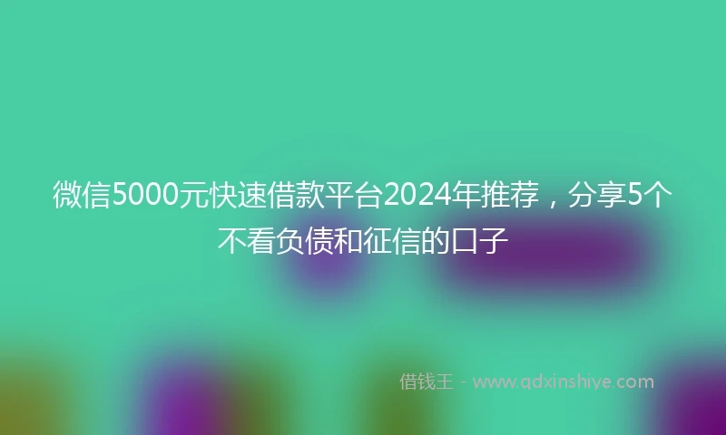 微信5000元快速借款平台2024年推荐，分享5个不看负债和征信的口子