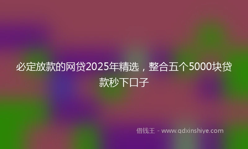 必定放款的网贷2025年精选，整合五个5000块贷款秒下口子