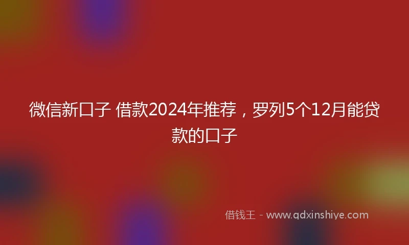 微信新口子 借款2024年推荐，罗列5个12月能贷款的口子