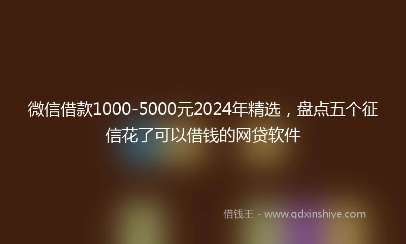 微信借款1000-5000元2024年精选，盘点五个征信花了可以借钱的网贷软件