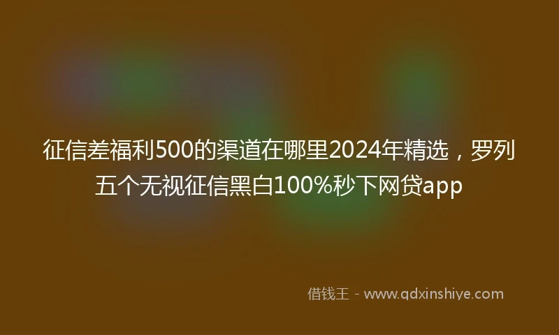 征信差福利500的渠道在哪里2024年精选，罗列五个无视征信黑白100%秒下网贷app