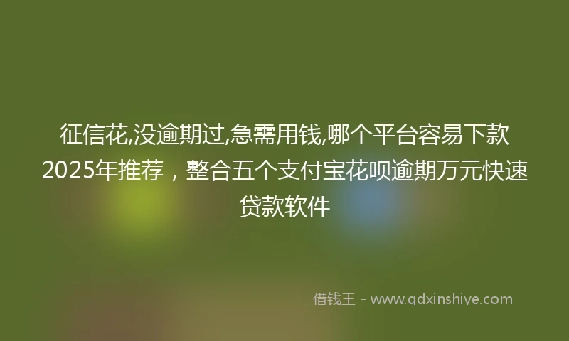 征信花,没逾期过,急需用钱,哪个平台容易下款2025年推荐，整合五个支付宝花呗逾期万元快速贷款软件