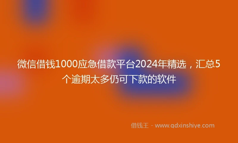 微信借钱1000应急借款平台2024年精选，汇总5个逾期太多仍可下款的软件