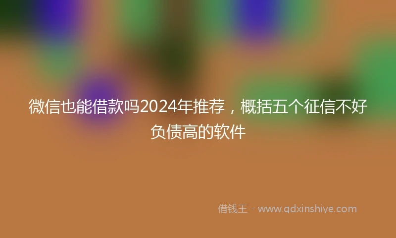 微信也能借款吗2024年推荐，概括五个征信不好负债高的软件