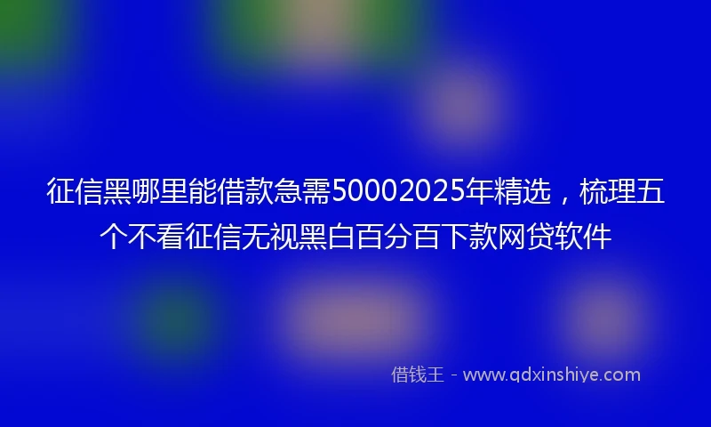 征信黑哪里能借款急需50002025年精选，梳理五个不看征信无视黑白百分百下款网贷软件