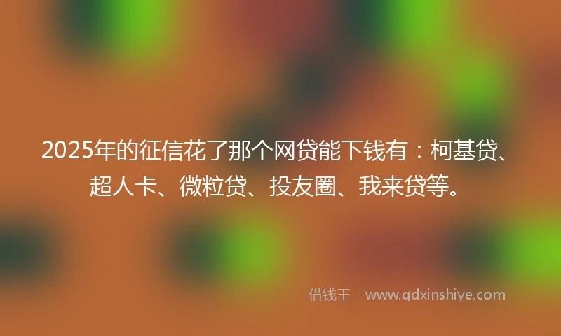 2025年的征信花了那个网贷能下钱有：柯基贷、超人卡、微粒贷、投友圈、我来贷等。