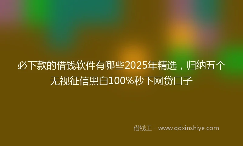 必下款的借钱软件有哪些2025年精选，归纳五个无视征信黑白100%秒下网贷口子
