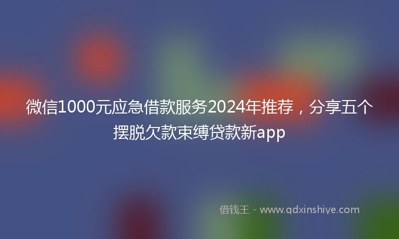 微信1000元应急借款服务2024年推荐，分享五个摆脱欠款束缚贷款新app