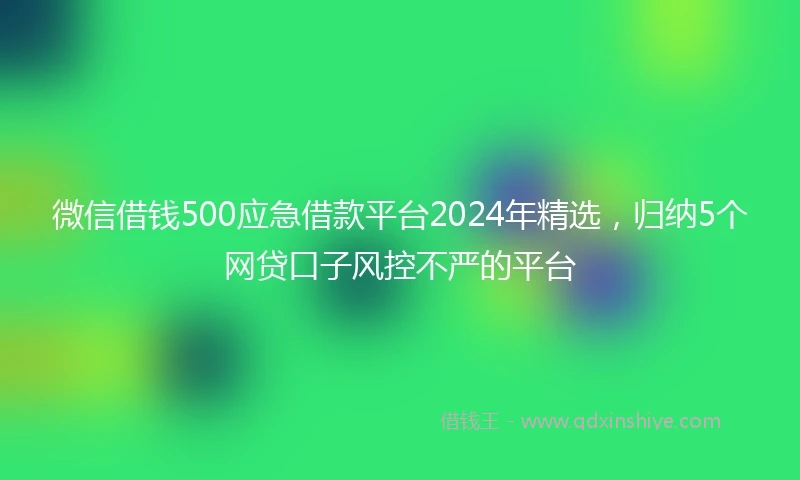 微信借钱500应急借款平台2024年精选,归纳5个网贷口子风控不严的平台