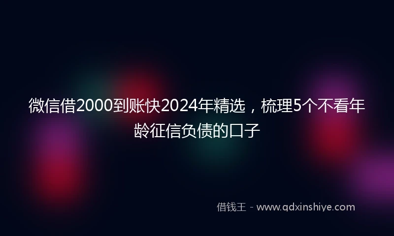 微信借2000到账快2024年精选，梳理5个不看年龄征信负债的口子