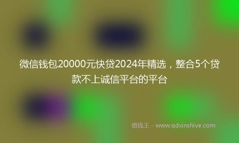 微信钱包20000元快贷2024年精选，整合5个贷款不上诚信平台的平台