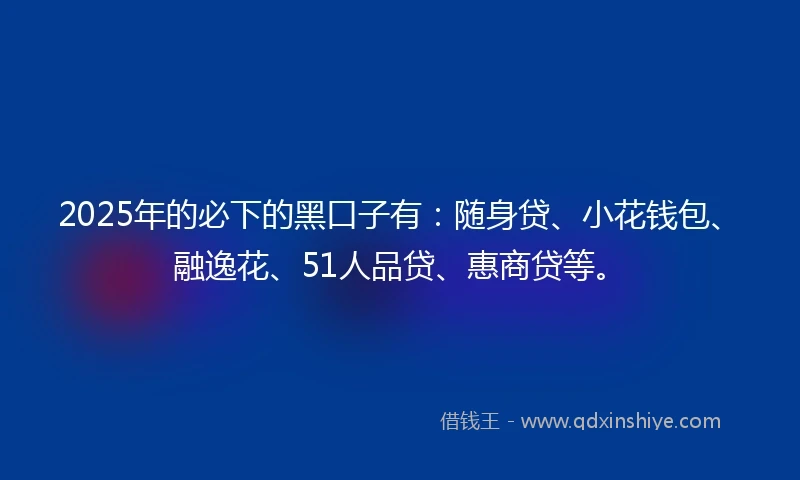 2025年的必下的黑口子有：随身贷、小花钱包、融逸花、51人品贷、惠商贷等。