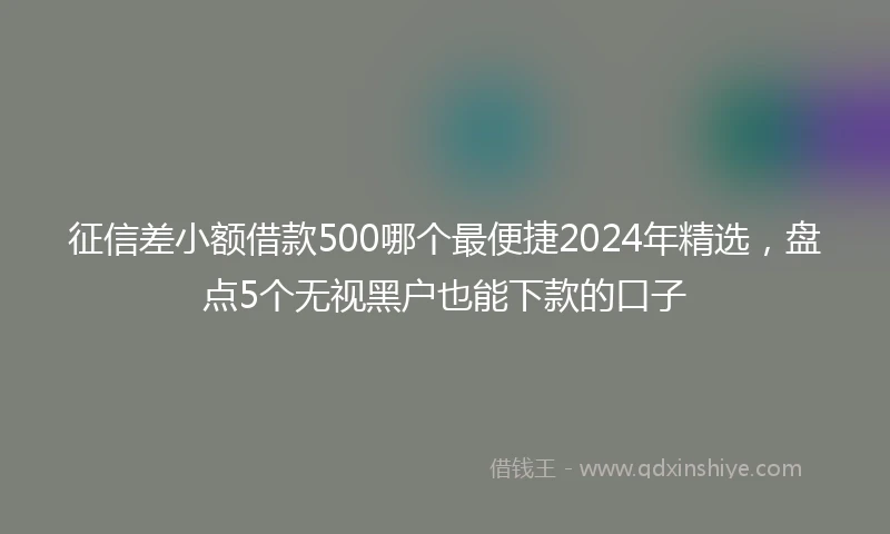 征信差小额借款500哪个最便捷2024年精选，盘点5个无视黑户也能下款的口子