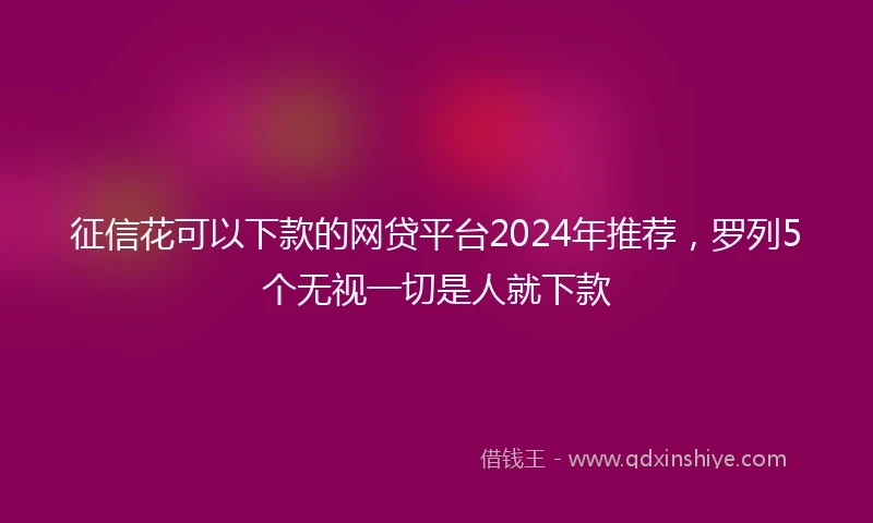 征信花可以下款的网贷平台2024年推荐，罗列5个无视一切是人就下款