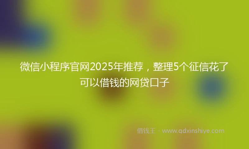 微信小程序官网2025年推荐，整理5个征信花了可以借钱的网贷口子