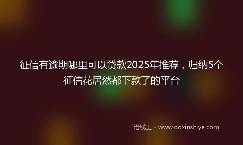 征信有逾期哪里可以贷款2025年推荐，归纳5个征信花居然都下款了的平台