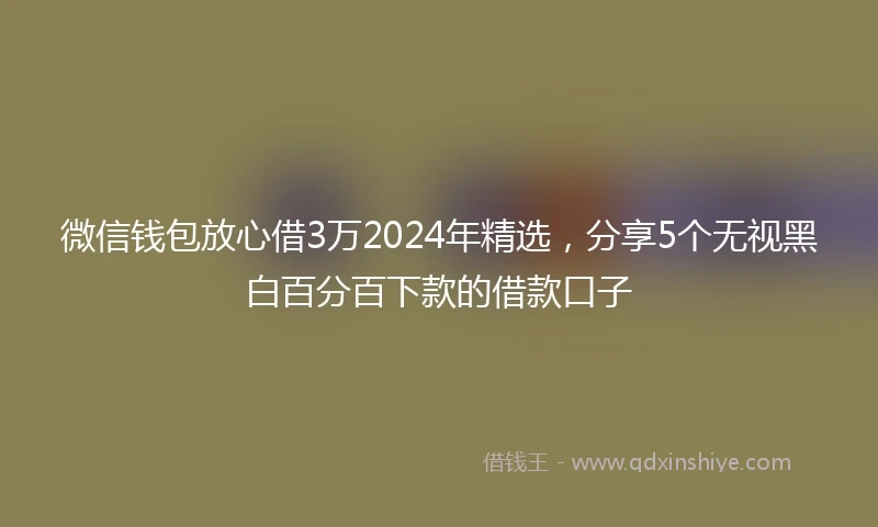 微信钱包放心借3万2024年精选，分享5个无视黑白百分百下款的借款口子