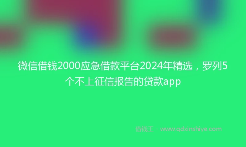 微信借钱2000应急借款平台2024年精选，罗列5个不上征信报告的贷款app