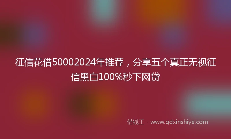 征信花借50002024年推荐，分享五个真正无视征信黑白100%秒下网贷
