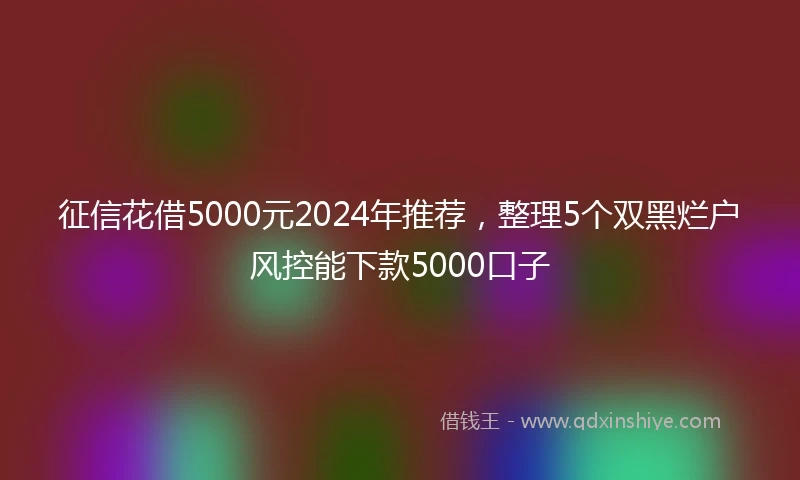 征信花借5000元2024年推荐，整理5个双黑烂户风控能下款5000口子