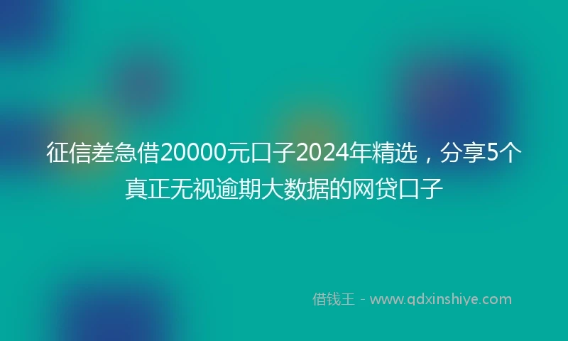 征信差急借20000元口子2024年精选，分享5个真正无视逾期大数据的网贷口子