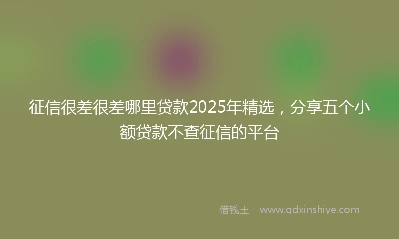 征信很差很差哪里贷款2025年精选，分享五个小额贷款不查征信的平台