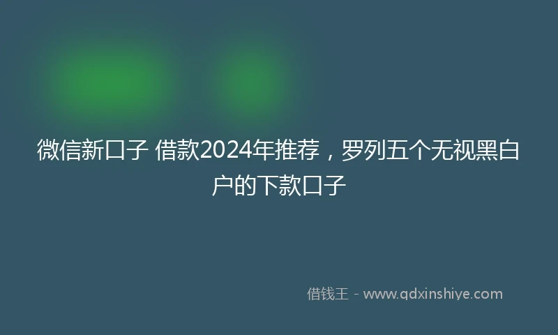 微信新口子 借款2024年推荐,罗列五个无视黑白户的下款口子