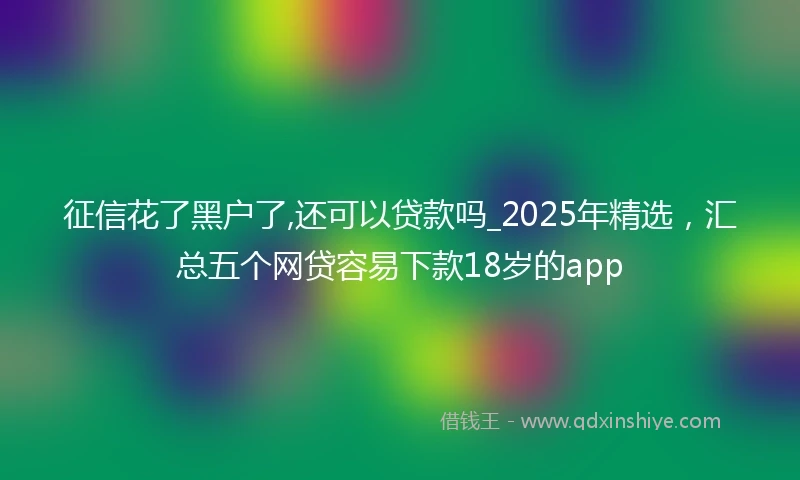 征信花了黑户了,还可以贷款吗_2025年精选，汇总五个网贷容易下款18岁的app