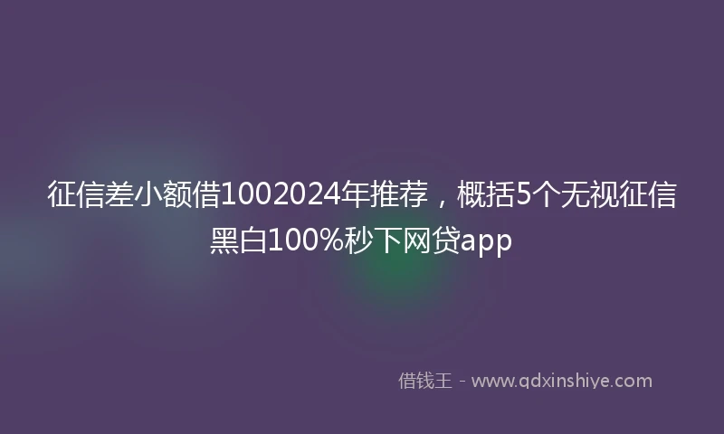征信差小额借1002024年推荐，概括5个无视征信黑白100%秒下网贷app