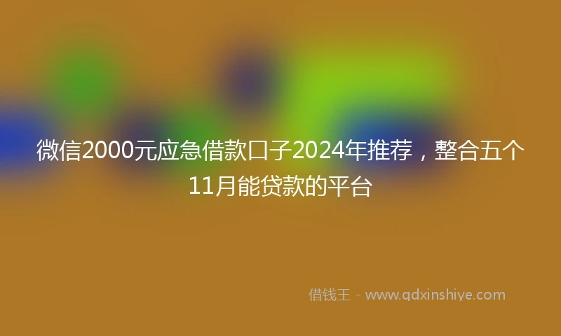 微信2000元应急借款口子2024年推荐，整合五个11月能贷款的平台