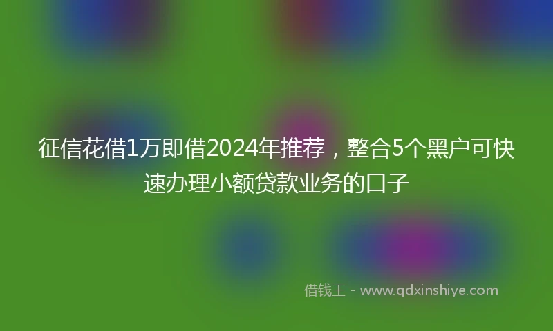 征信花借1万即借2024年推荐，整合5个黑户可快速办理小额贷款业务的口子