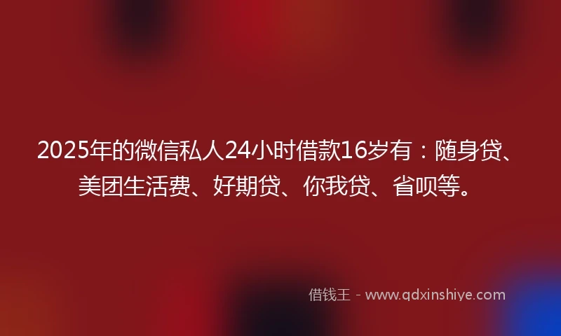 2025年的微信私人24小时借款16岁有：随身贷、美团生活费、好期贷、你我贷、省呗等。