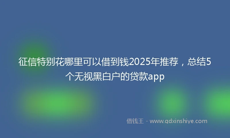 征信特别花哪里可以借到钱2025年推荐，总结5个无视黑白户的贷款app