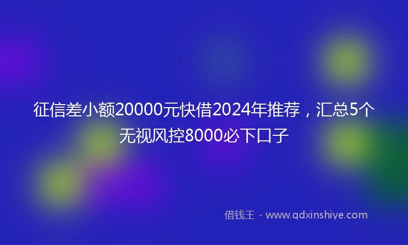 征信差小额20000元快借2024年推荐，汇总5个无视风控8000必下口子