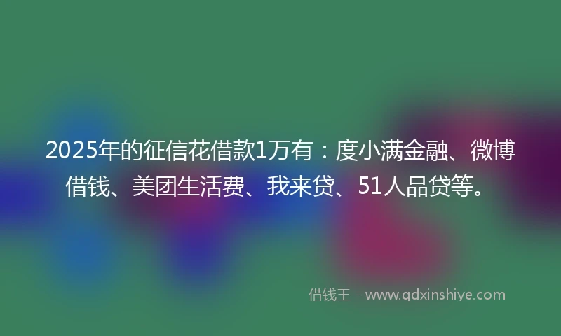 2025年的征信花借款1万有：度小满金融、微博借钱、美团生活费、我来贷、51人品贷等。