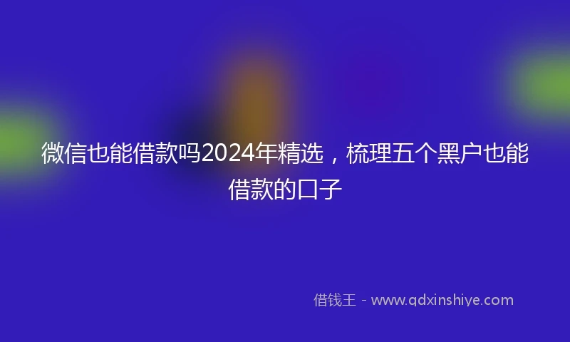 微信也能借款吗2024年精选，梳理五个黑户也能借款的口子