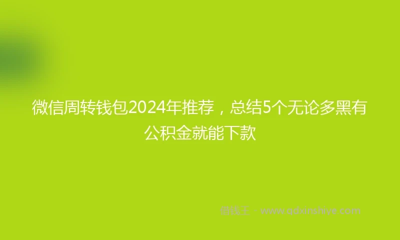微信周转钱包2024年推荐，总结5个无论多黑有公积金就能下款